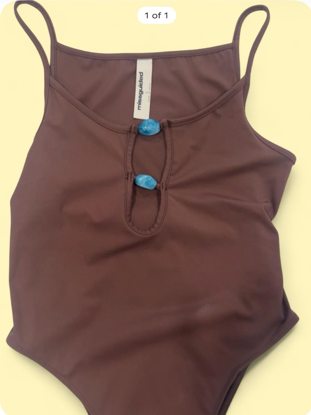 Missguided Brown Bodysuit with Turquoise Stones